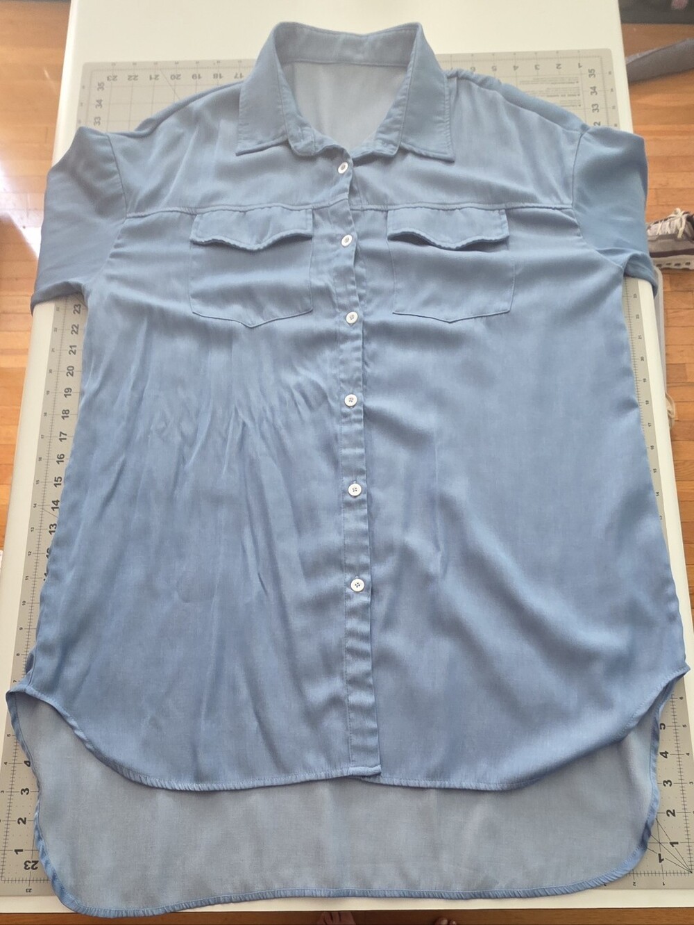 Light Blue Long-Sleeve Button-Front Shirt